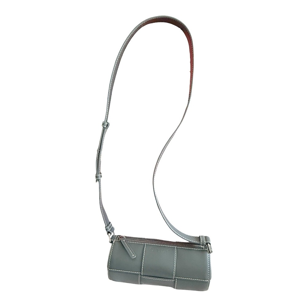 Bottega Veneta Cassette Duffle‎ Leather Crossbody 741561 Intrecciato Blue Grey - Picture 16 of 16